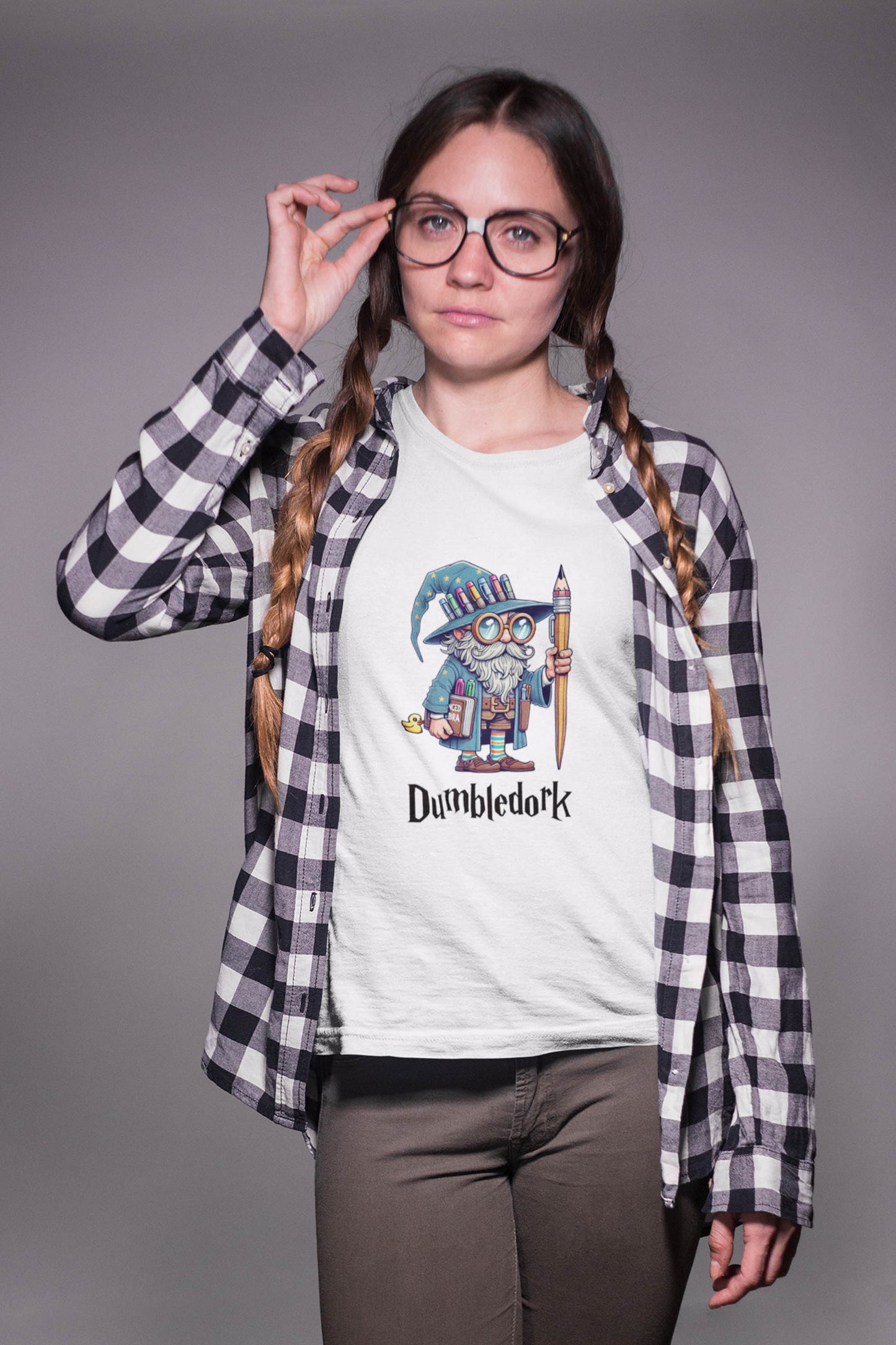 Hilarious spoof of Dumbledore, featuring a dorky wizard on a high quality cotton t-shirt